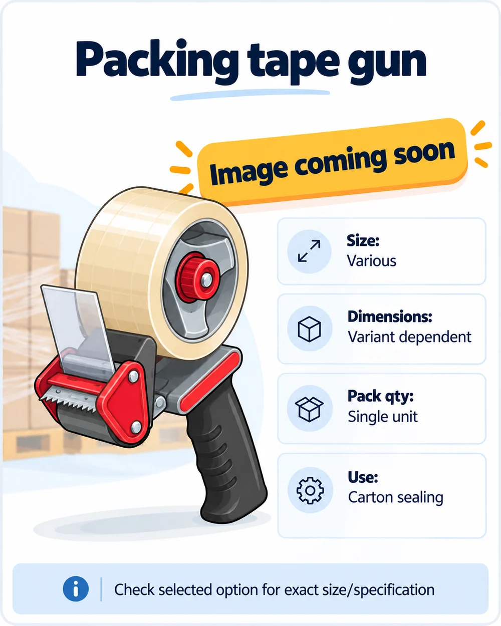 Illustration of Pistol Grip Packing Tape Gun Dispensers
