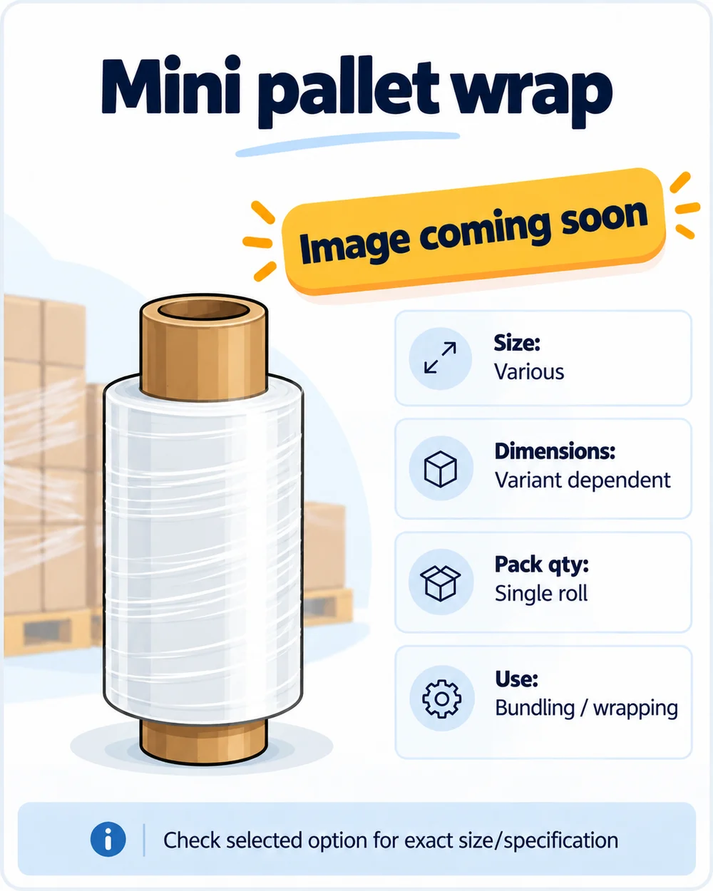 Illustration of Mini Handy Pallet Wrap — 100mm × 150m