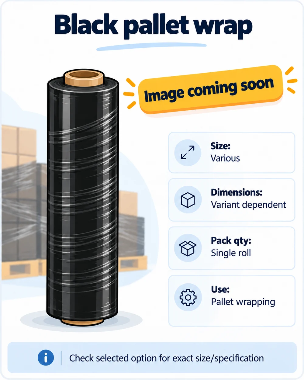 Illustration of Black Pallet Stretch Wrap Rolls