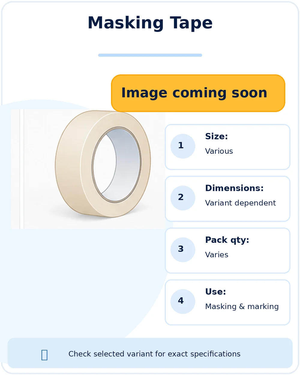 Illustration of Masking Tape Rolls — Width & Pack Options